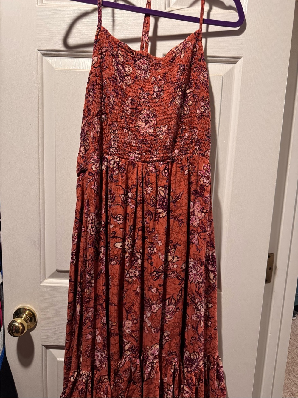 Maurices Rust Floral Maxi Sundress with Pink Accents